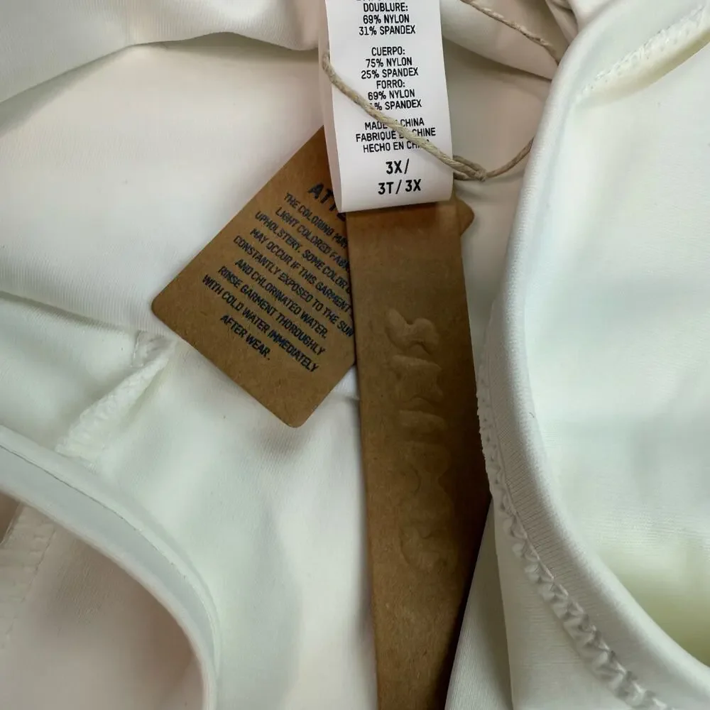 Skims‎ Sculpting Swim Ruched One Piece Swimsuit White Marble Size 3x NWT